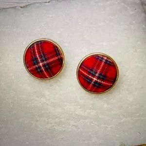 Tartan Plaid Stud Earrings
